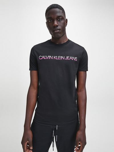 Calvin Klein Ruhák HU177857 | Calvin Klein Organic Cotton Logo Férfi Póló Fekete